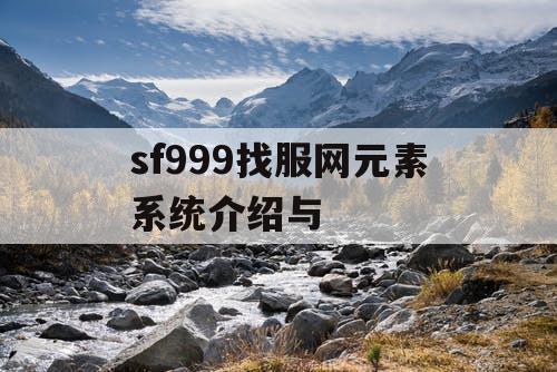 sf999找服网元素系统介绍与