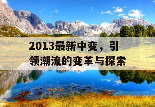 2013最新中变，引领潮流的变革与探索