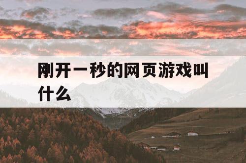 刚开一秒的网页游戏叫什么