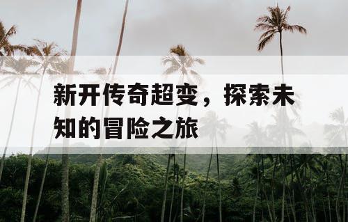 新开传奇超变，探索未知的冒险之旅