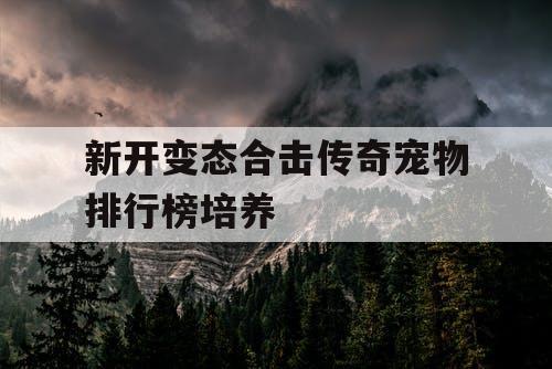 新开变态合击传奇宠物排行榜培养